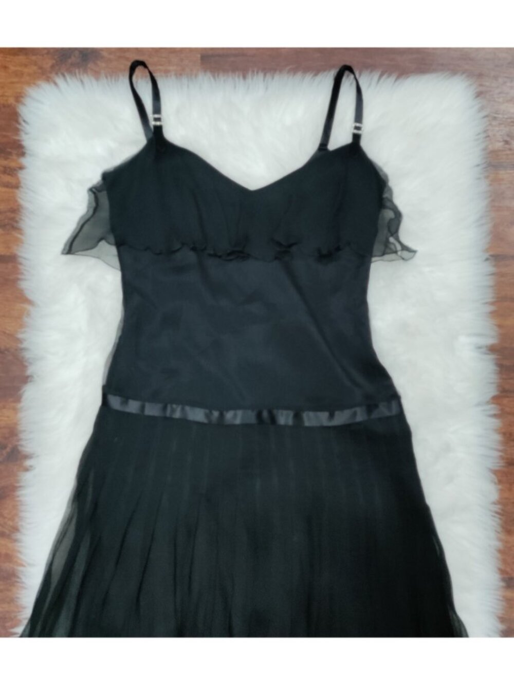 Laundry By Shelli Segal Whimsy Goth Twee Ribbon Waist Silk Dress Women's Size 2 - Picture 5 of 10